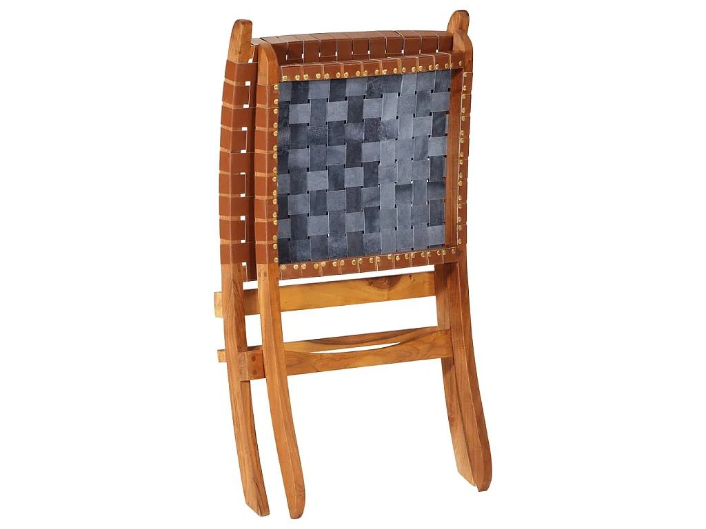 Chaise de relaxation pliable marron cuir véritable