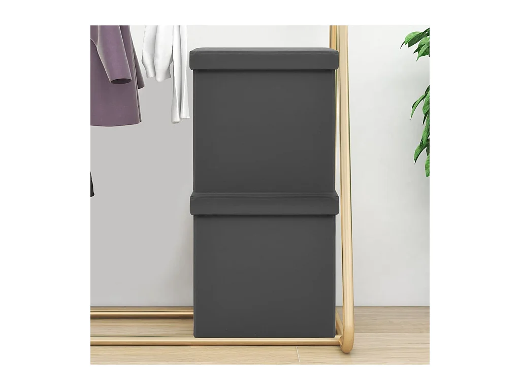 Tabourets de rangement pliables lot de 2 gris PVC