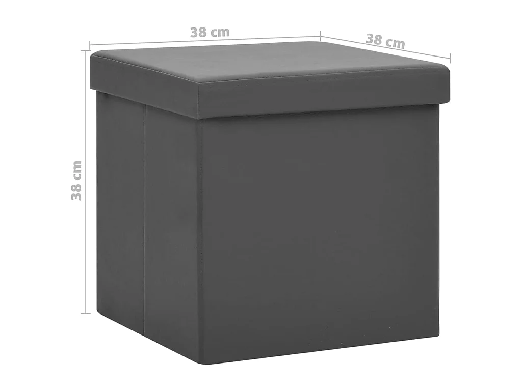 Taburetes de almacenaje plegables 2 uds gris PVC