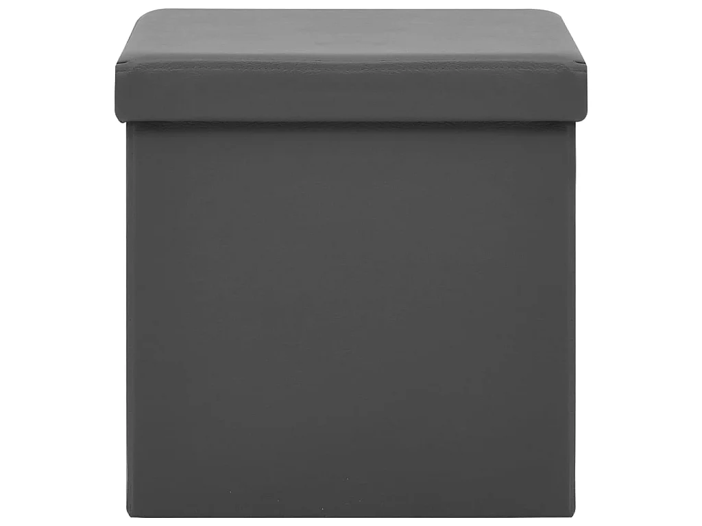 Taburetes de almacenaje plegables 2 uds gris PVC