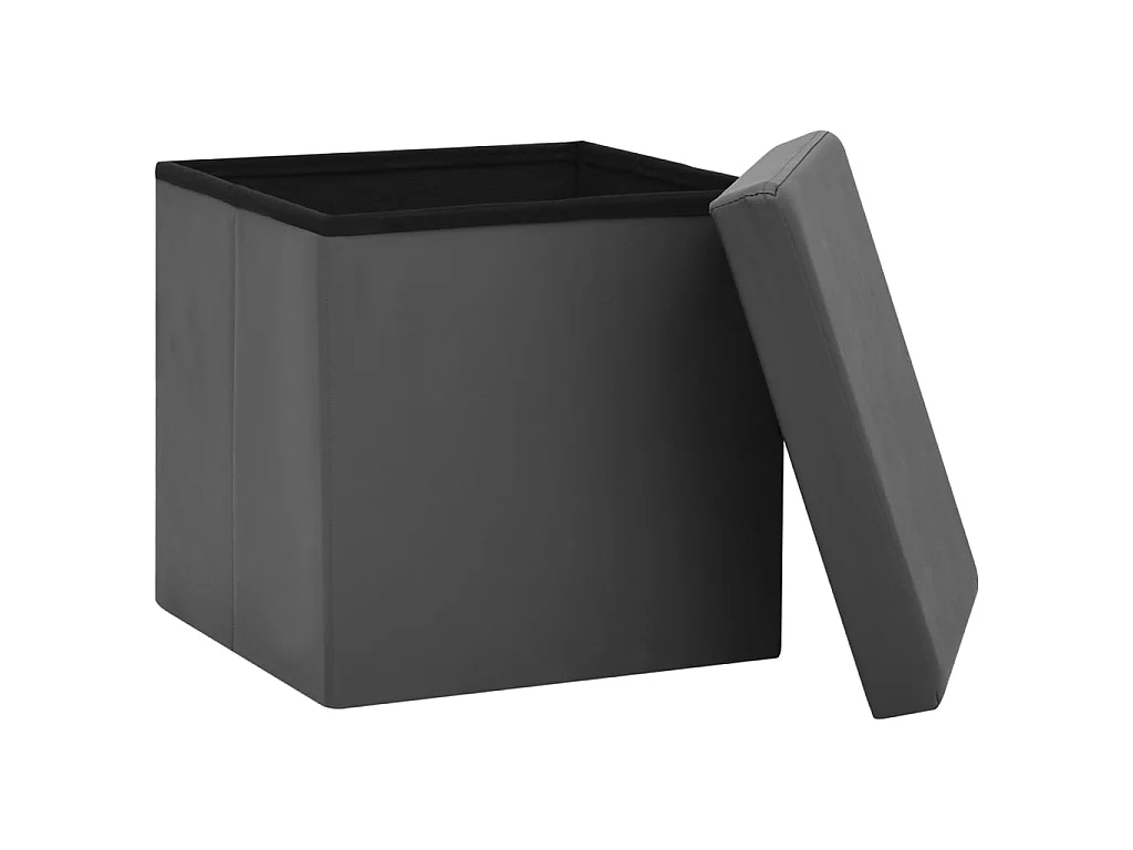 Taburetes de almacenaje plegables 2 uds gris PVC