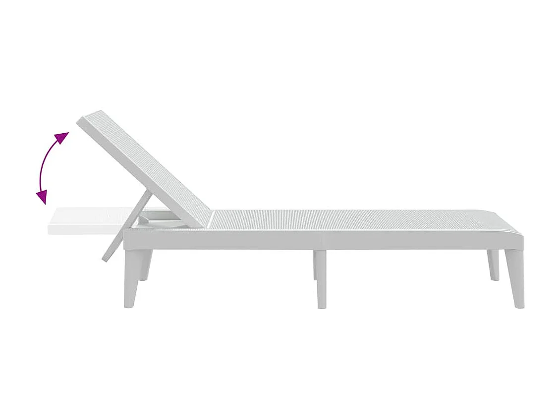 Chaise longue blanc 186x60x29 cm PP