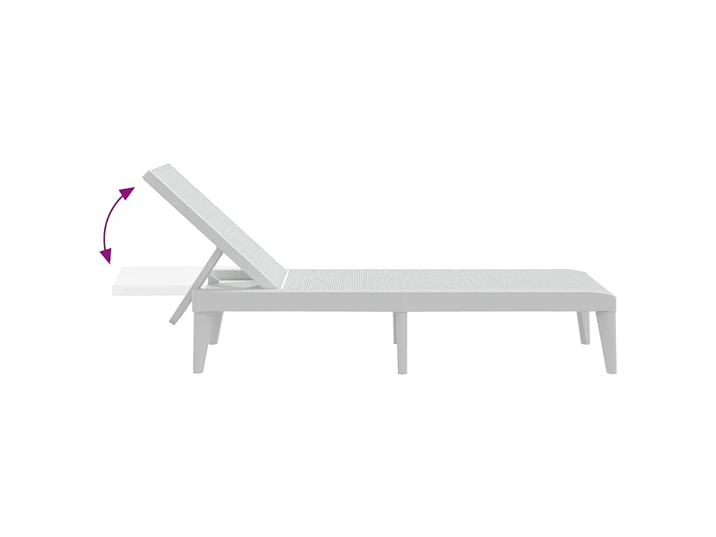 Chaise longue blanc 186x60x29 cm PP