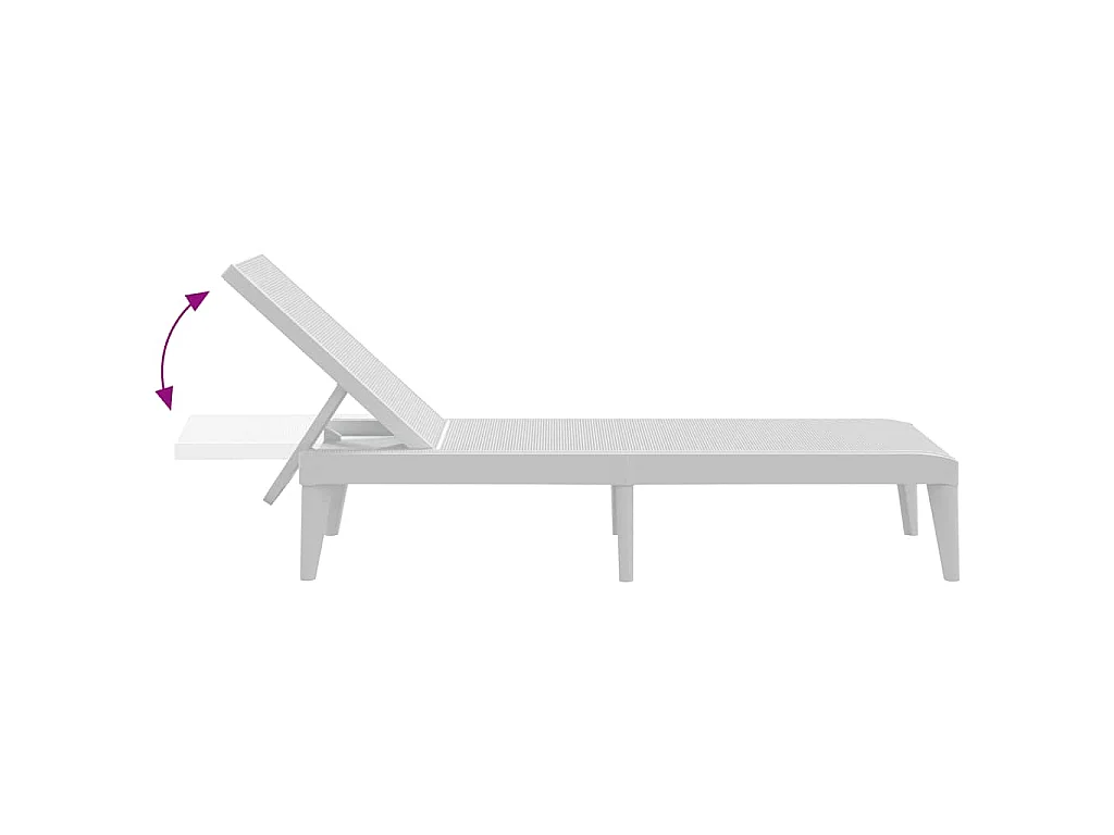 Chaise longue blanc 186x60x29 cm PP