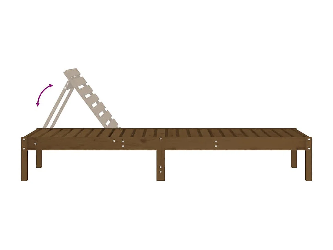 Chaise longue marron miel 199,5x60x74 cm bois massif de pin