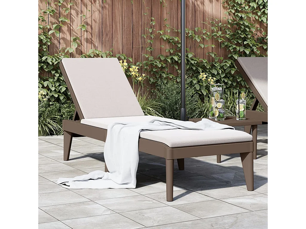 Chaise longue marron 186x60x29 cm PP