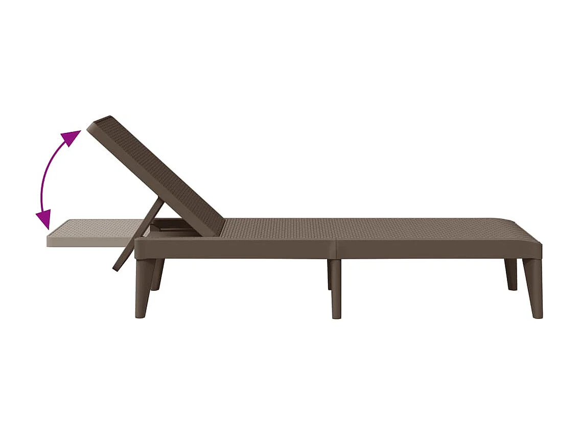 Chaise longue marron 186x60x29 cm PP