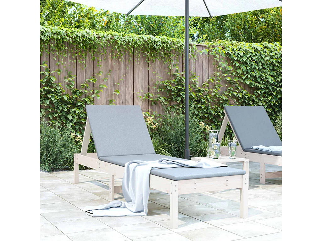 Ligstoel 199,5x60x74 cm massief grenenhout wit