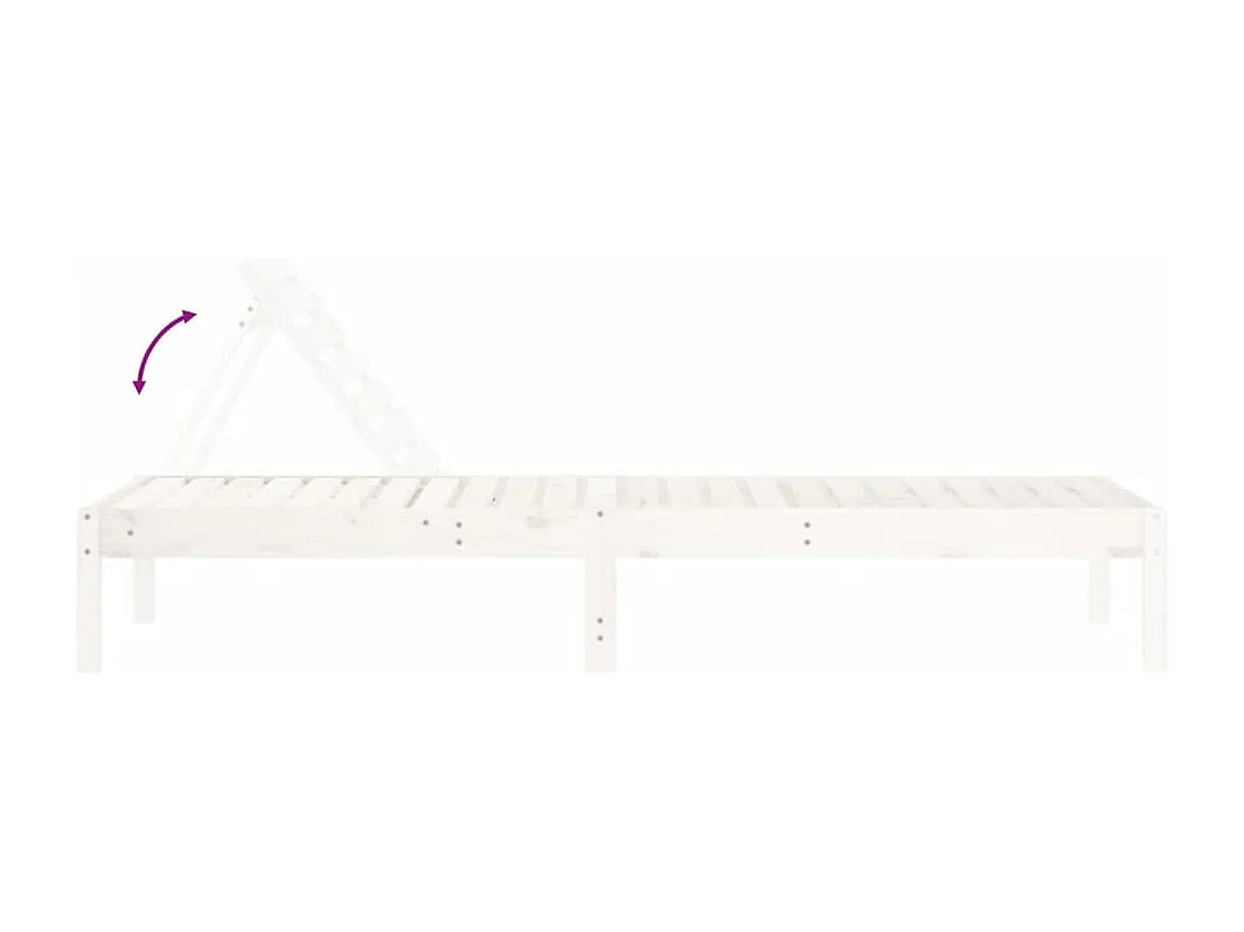 Ligstoel 199,5x60x74 cm massief grenenhout wit