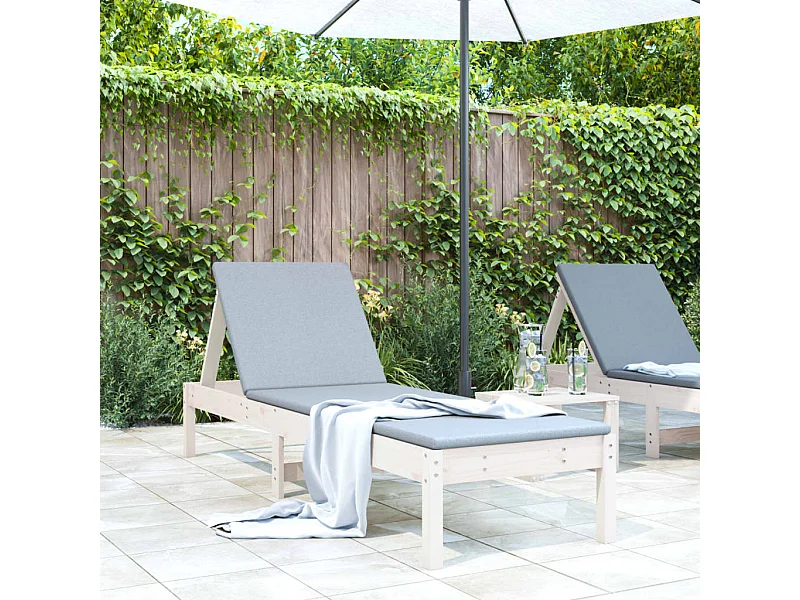 Ligstoel 199,5x60x74 cm massief grenenhout wit