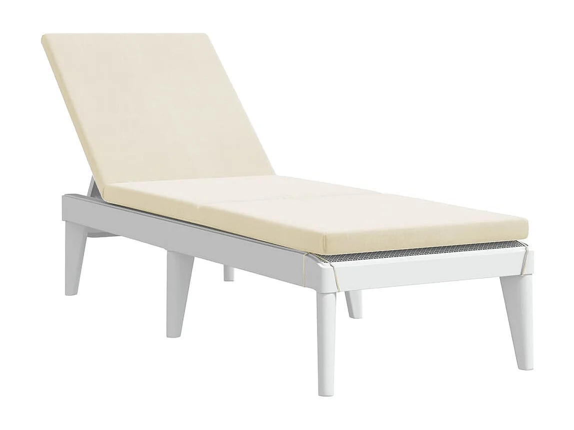 Chaise longue avec coussin blanc 186x60x29 cm PP