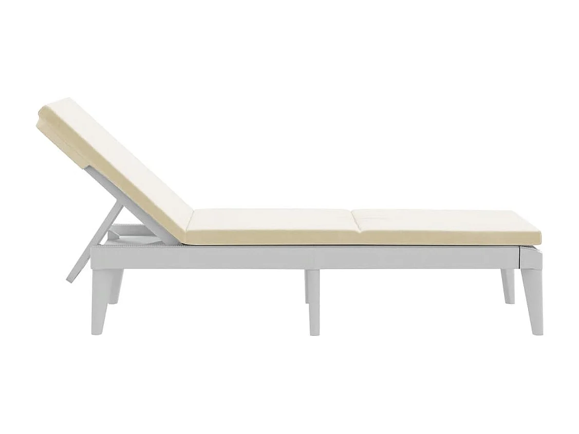 Chaise longue avec coussin blanc 186x60x29 cm PP