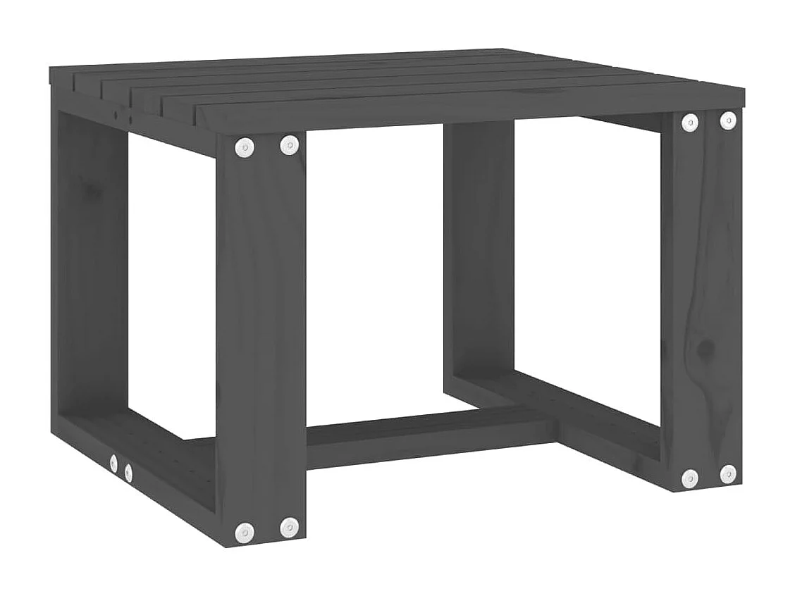 Chaises longues lot de 2 avec table gris bois massif de pin