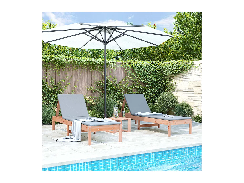 Ligbedden 2 st 199,5x60x74 cm massief douglashout