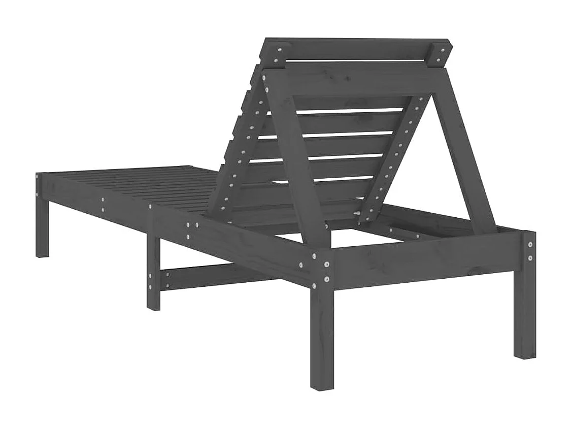 Ligbedden 2 st 199,5x60x74 cm massief grenenhout grijs