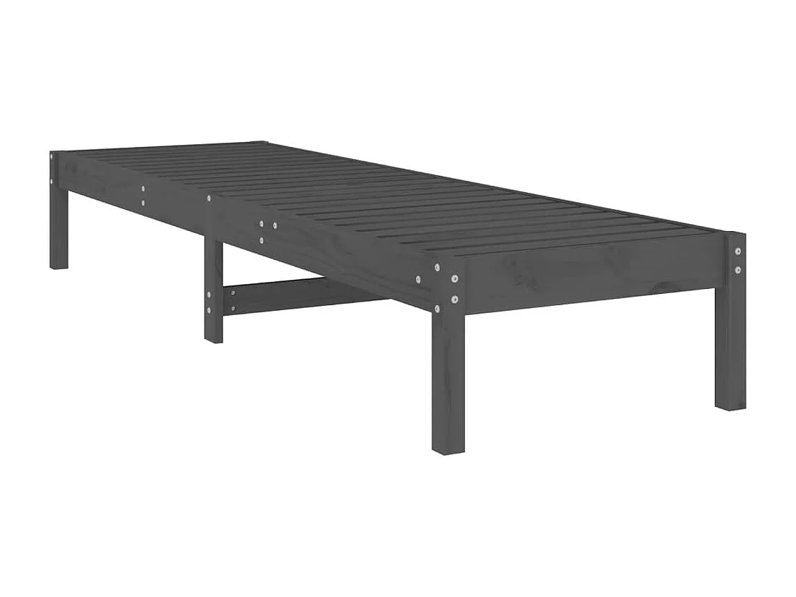 Ligbedden 2 st 199,5x60x74 cm massief grenenhout grijs