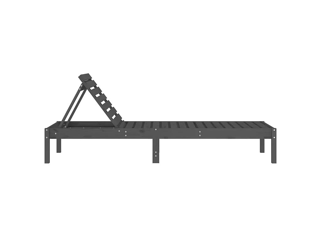 Lettini Prendisole 2pz Grigi 199,5x60x74 cm Legno Massello Pino