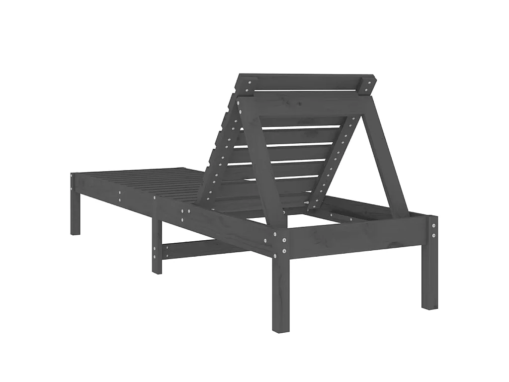Lettini Prendisole 2pz Grigi 199,5x60x74 cm Legno Massello Pino