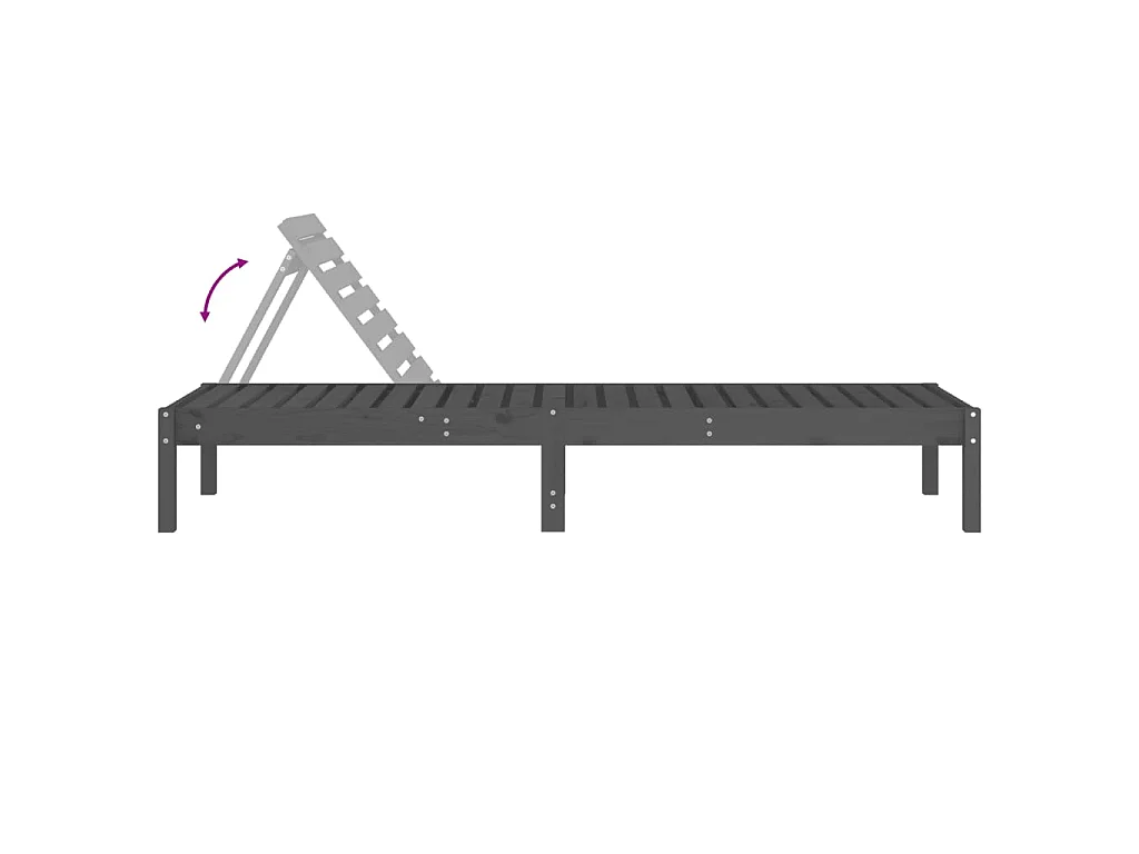 Lettini Prendisole 2pz Grigi 199,5x60x74 cm Legno Massello Pino