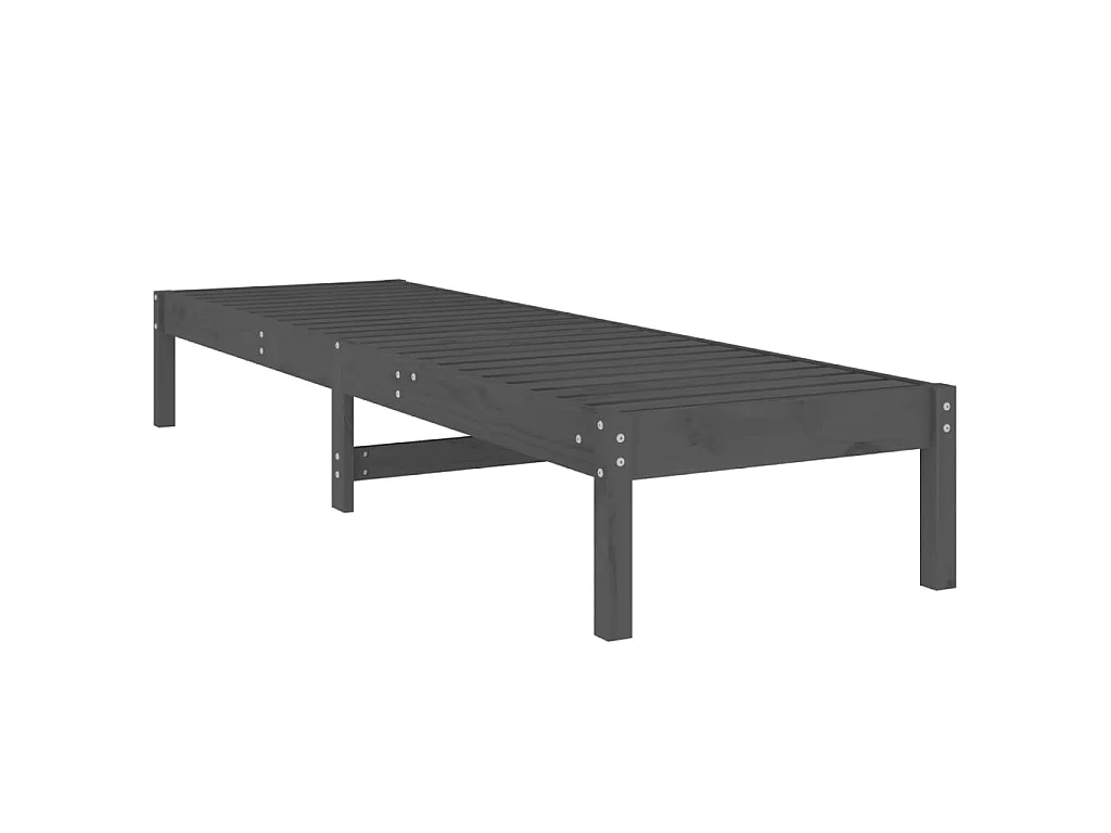 Lettini Prendisole 2pz Grigi 199,5x60x74 cm Legno Massello Pino