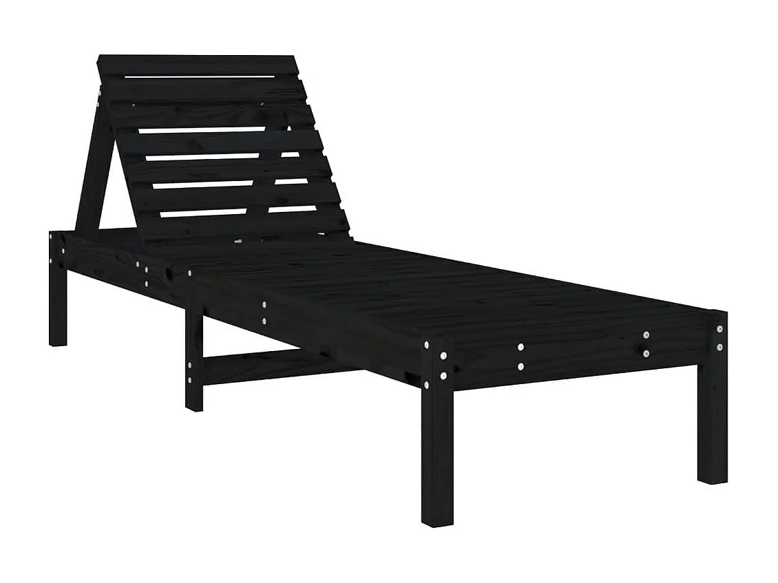 Lettini con Tavolino 2 pz Neri in Legno Massello di Pino