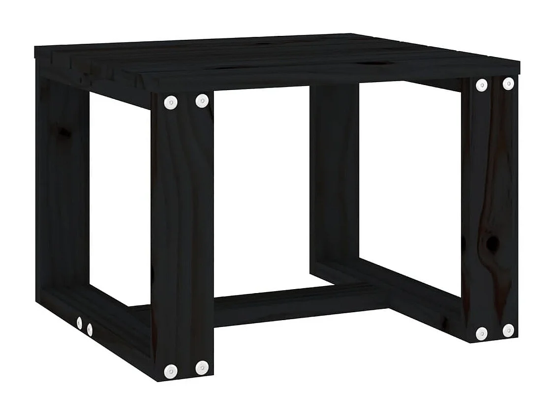 Lettini con Tavolino 2 pz Neri in Legno Massello di Pino