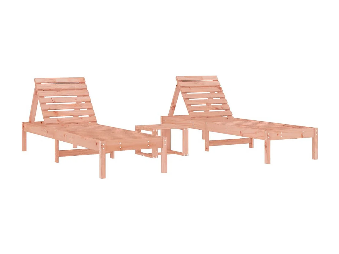 Chaises longues lot de 2 avec table bois massif de Douglas