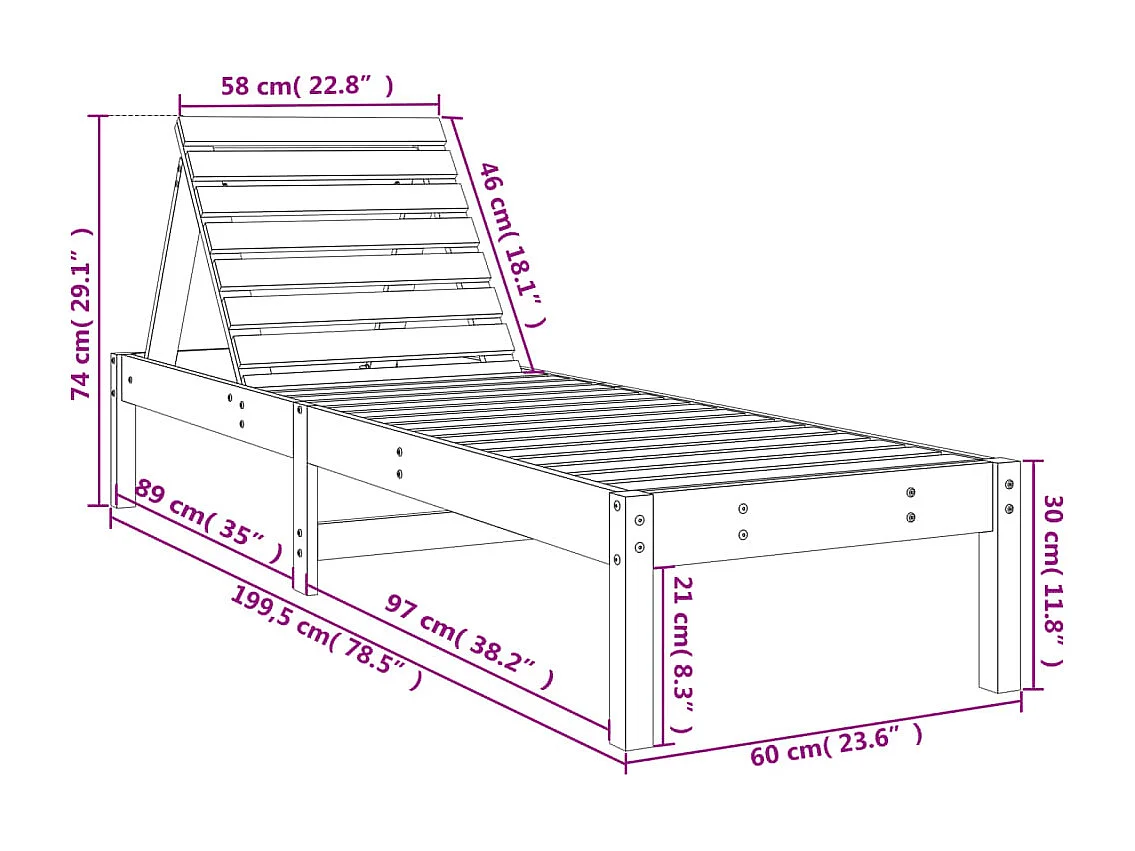 Lettini Prendisole 2pz Bianchi 199,5x60x74 cm Massello di Pino