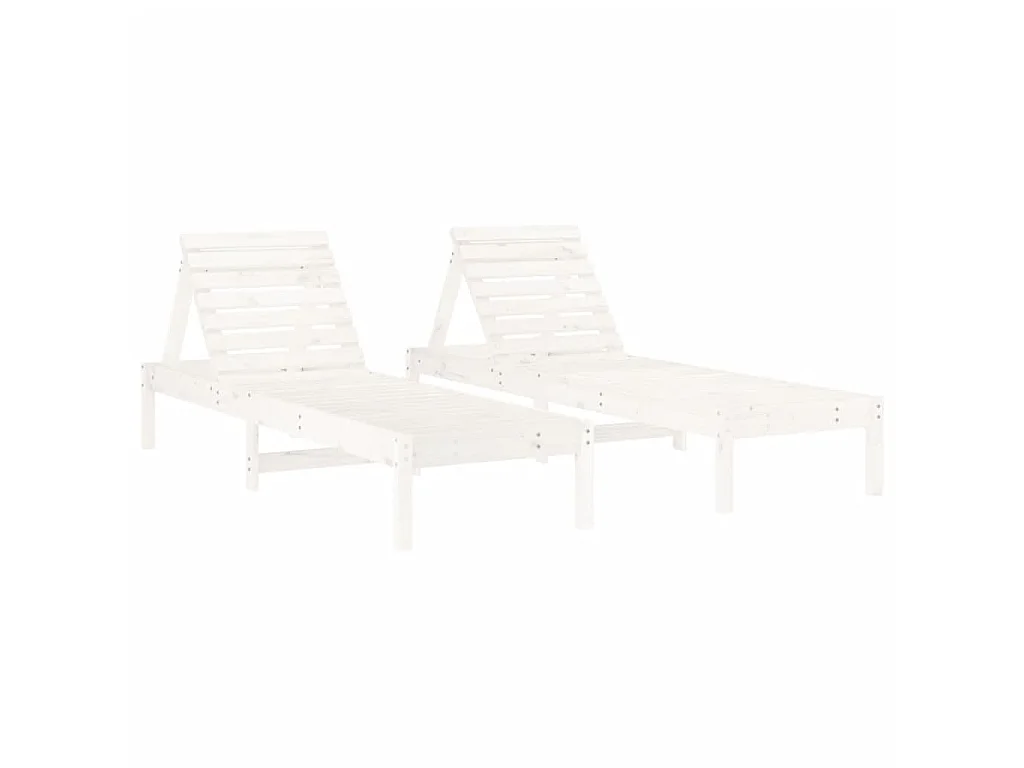 Chaises longues lot de 2 blanc 199,5x60x74cm bois massif de pin