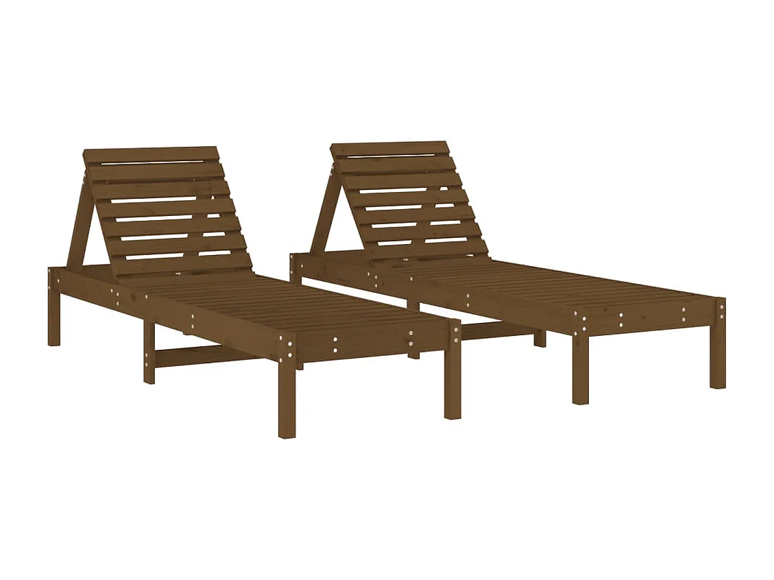 Chaises longues lot de 2 199,5x60x74 cm bois massif de pin