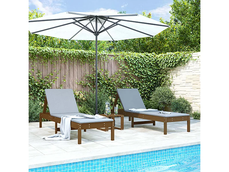 Ligbedden 2 st 199,5x60x74 cm massief grenenhout bruin