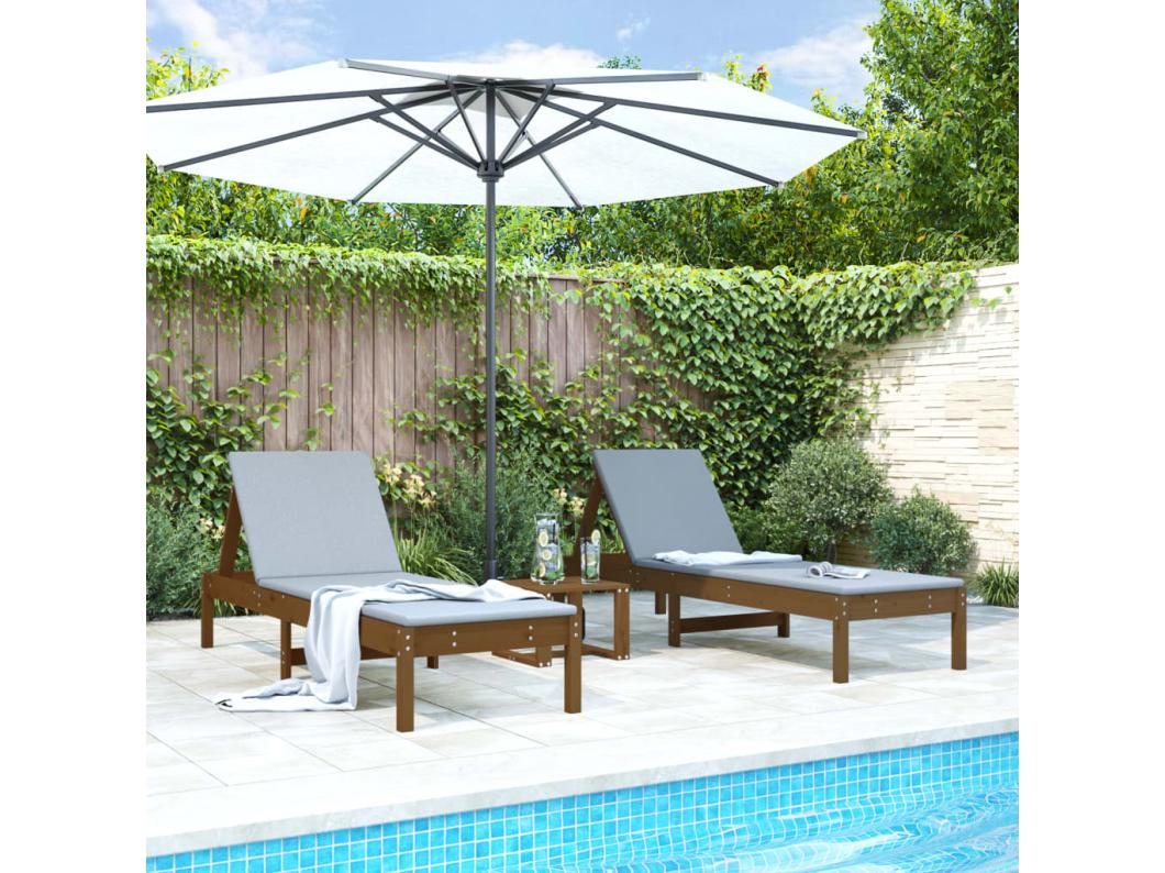 Espreguiçadeiras 2 pcs 199,5x60x74 cm pinho maciço castanho-mel