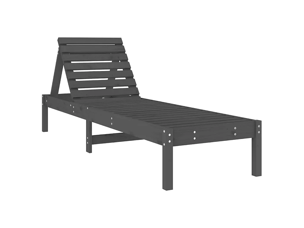Chaise longue gris 199,5x60x74 cm bois massif de pin