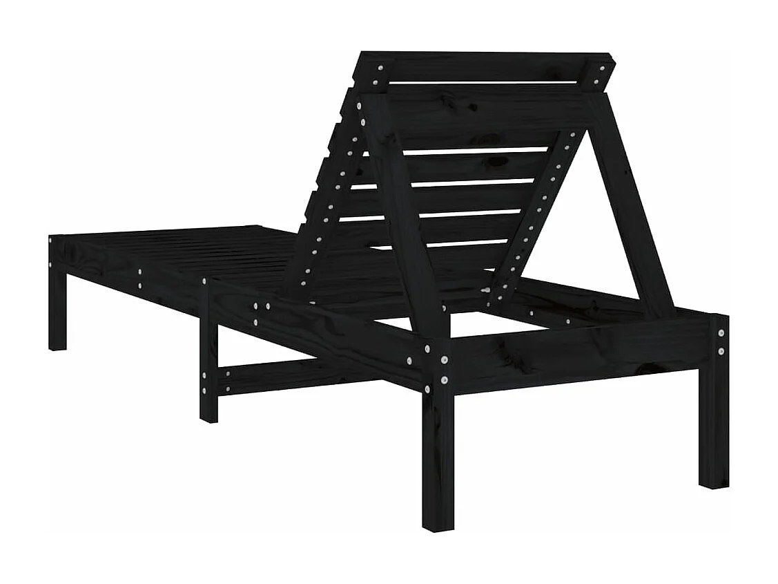 Ligbedden 2 st 199,5x60x74 cm massief grenenhout zwart