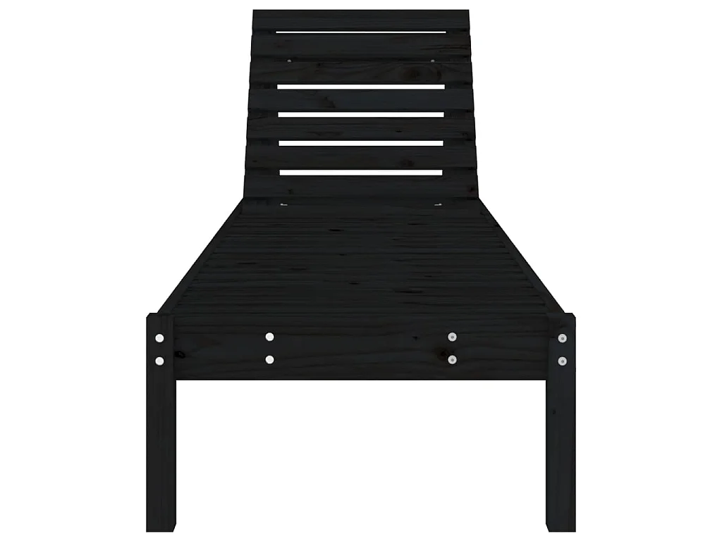 Chaises longues lot de 2 noir 199,5x60x74 cm bois massif de pin