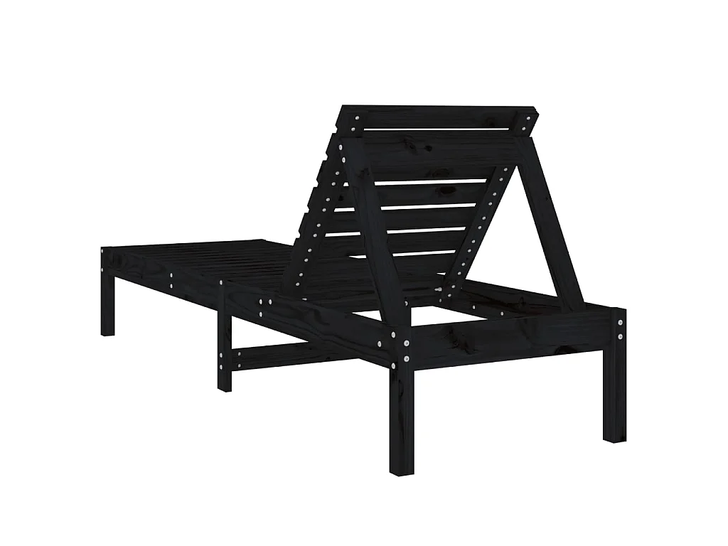 Chaises longues lot de 2 noir 199,5x60x74 cm bois massif de pin