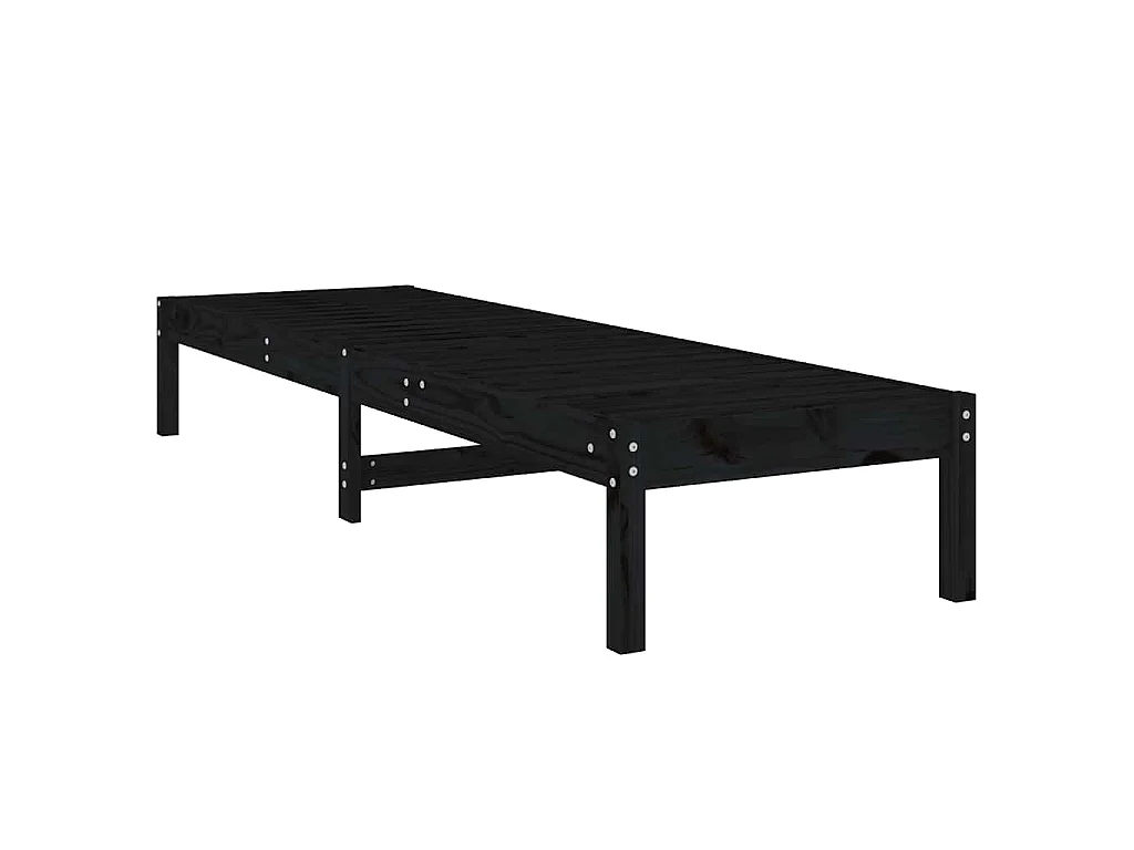Chaises longues lot de 2 noir 199,5x60x74 cm bois massif de pin