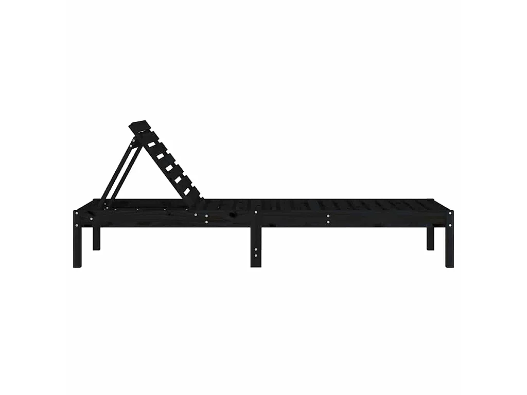 Chaises longues lot de 2 noir 199,5x60x74 cm bois massif de pin