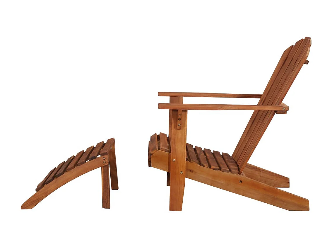 Silla de jardín Adirondack con reposapiés madera acacia maciza