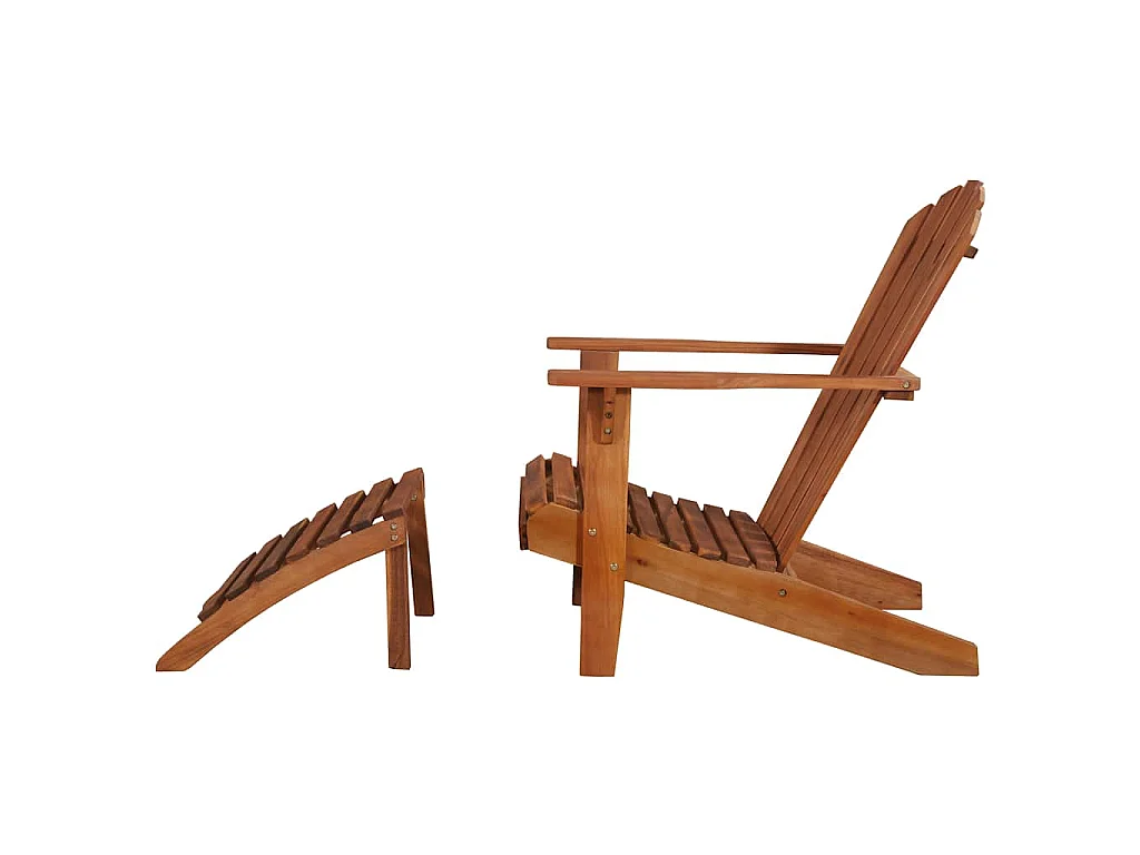 Chaise de jardin Adirondack et repose-pied Bois d'acacia massif