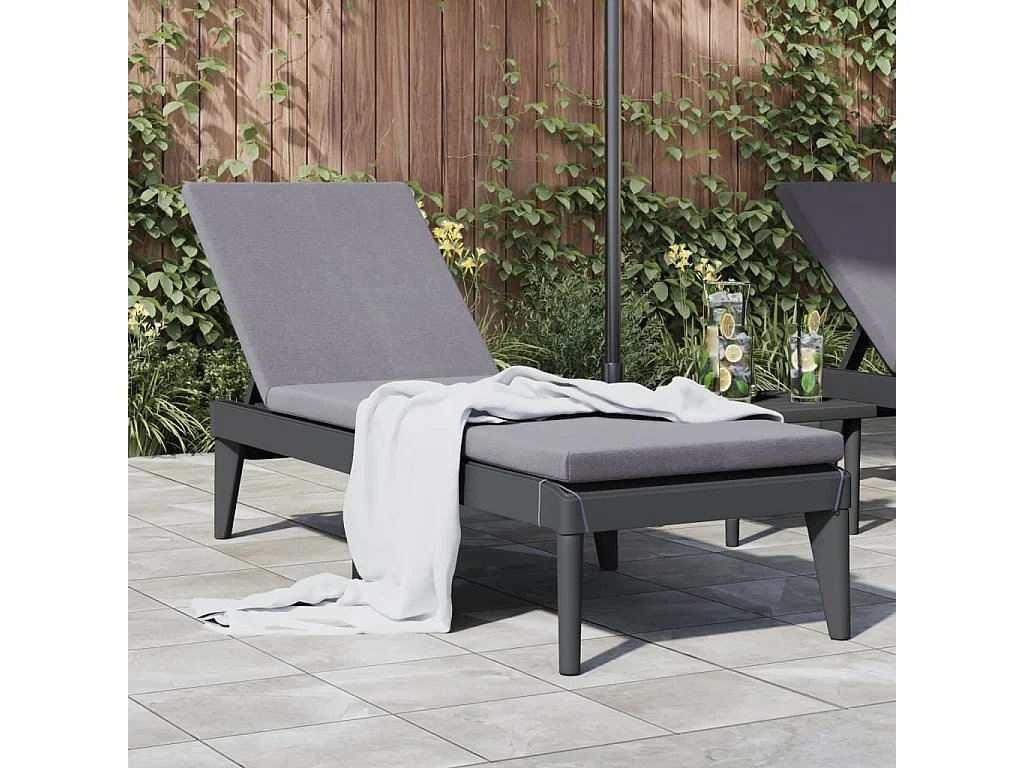 Lettino Antracite 186x60x29 cm in PP