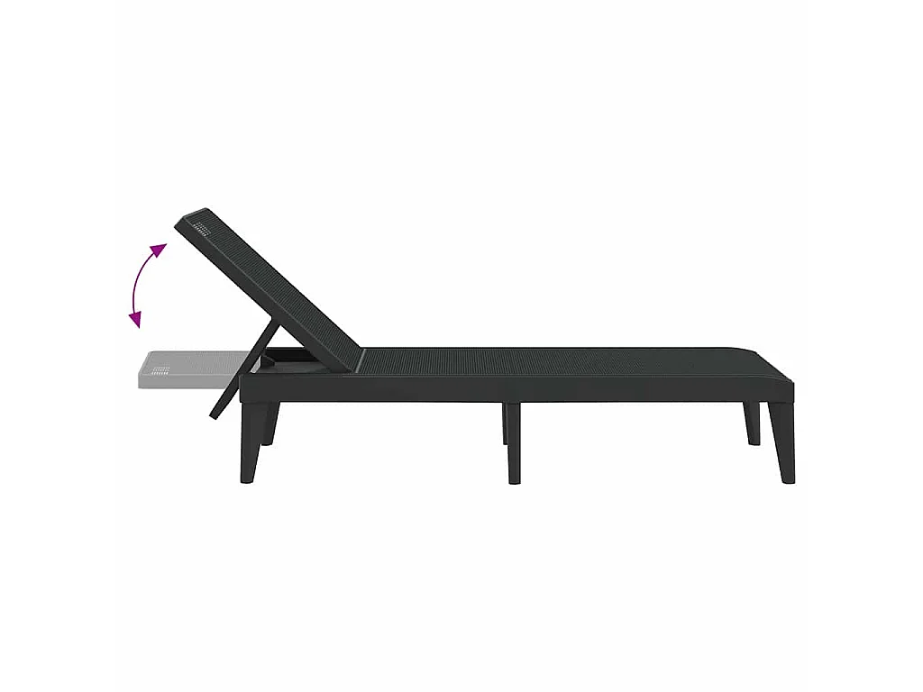Chaise longue anthracite 186x60x29 cm PP