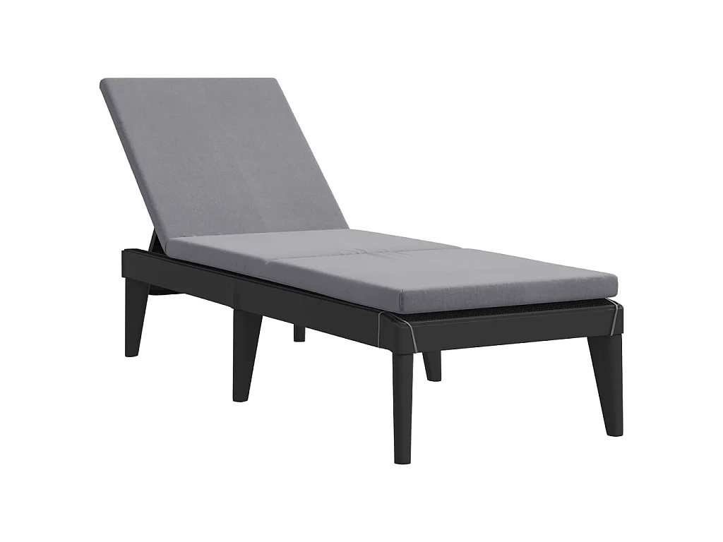 Chaise longue avec coussin anthracite 186x60x29 cm PP