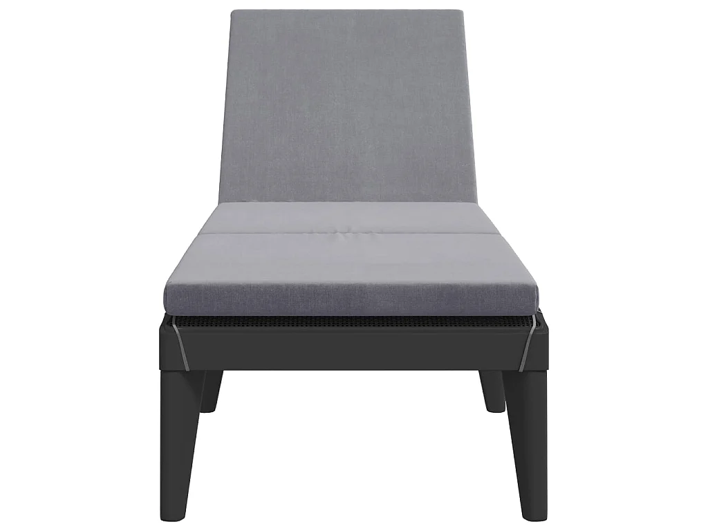 Chaise longue avec coussin anthracite 186x60x29 cm PP