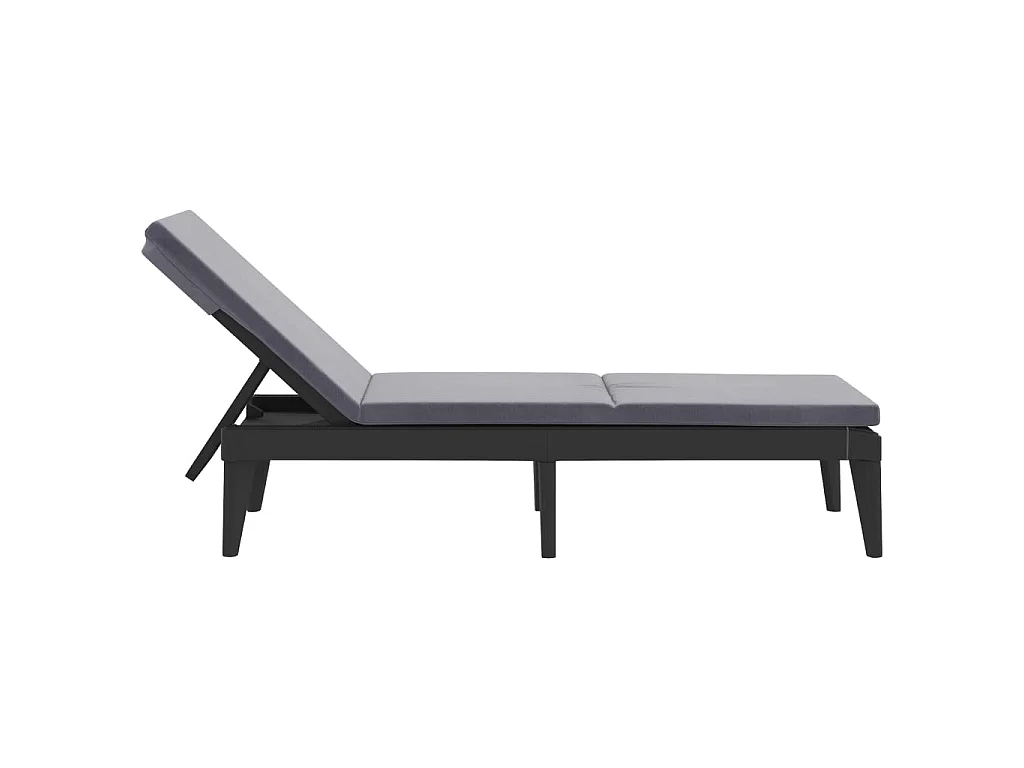 Chaise longue avec coussin anthracite 186x60x29 cm PP