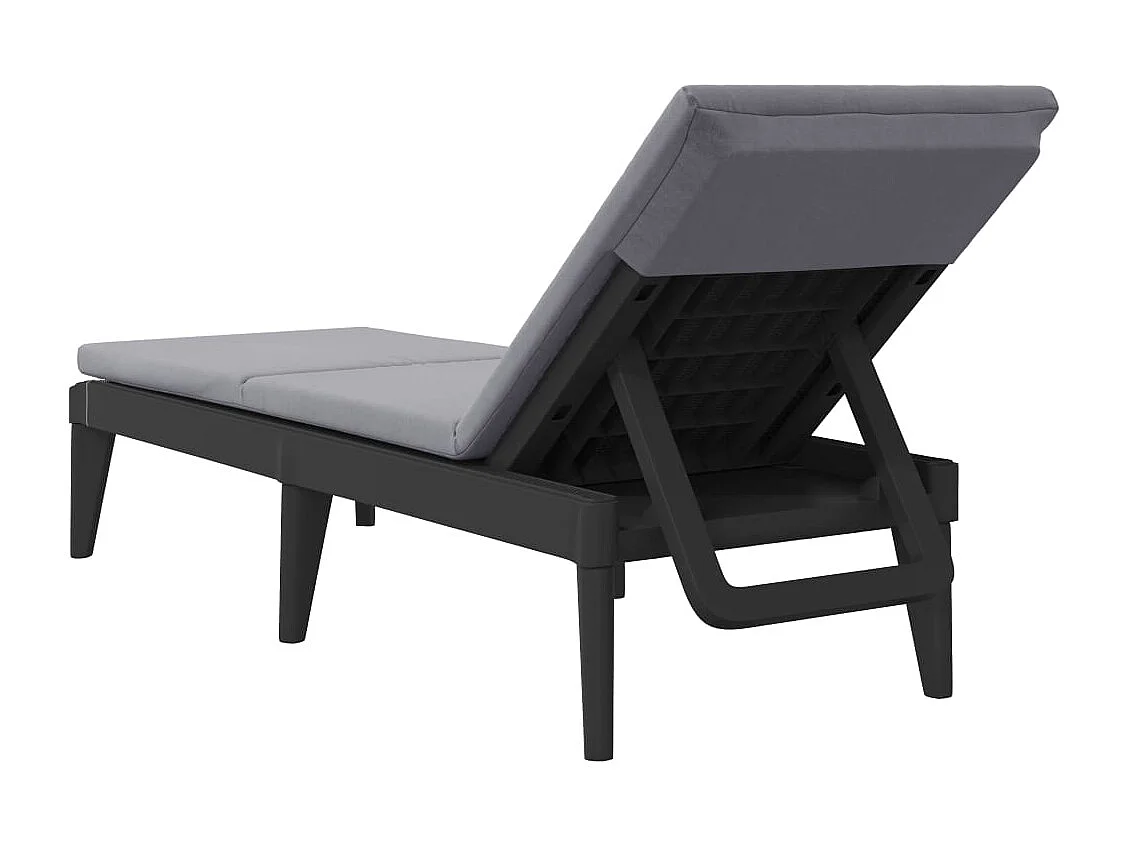 Chaise longue avec coussin anthracite 186x60x29 cm PP