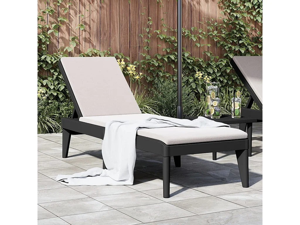 Chaise longue anthracite 186x60x29 cm PP