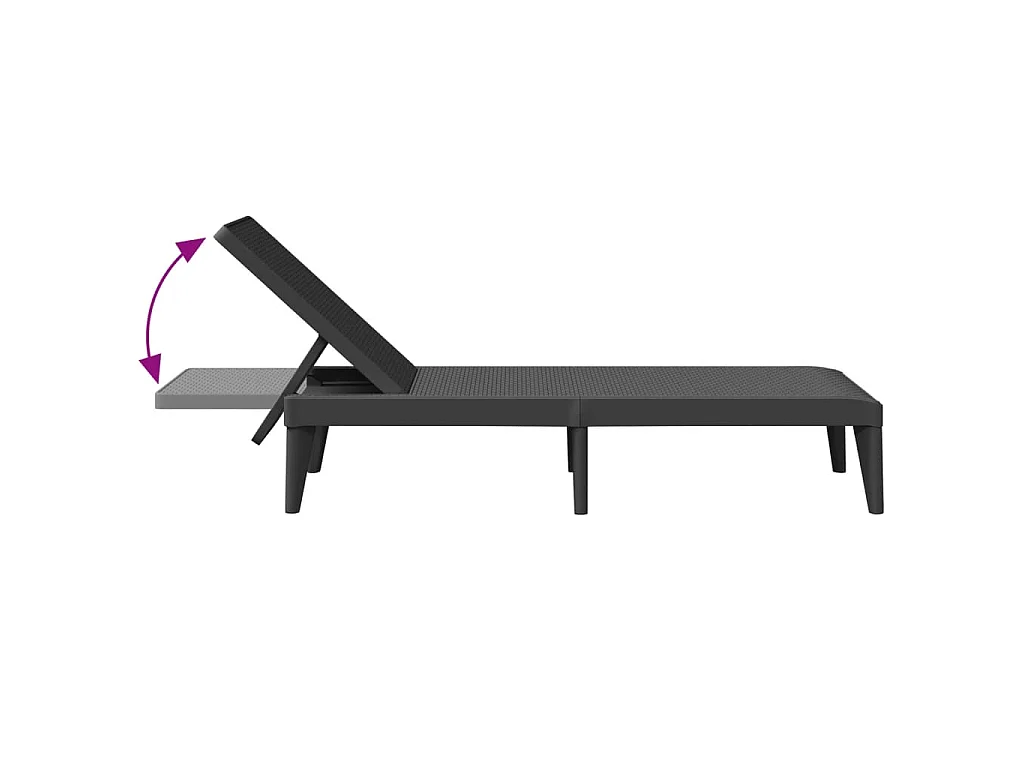 Chaise longue anthracite 186x60x29 cm PP