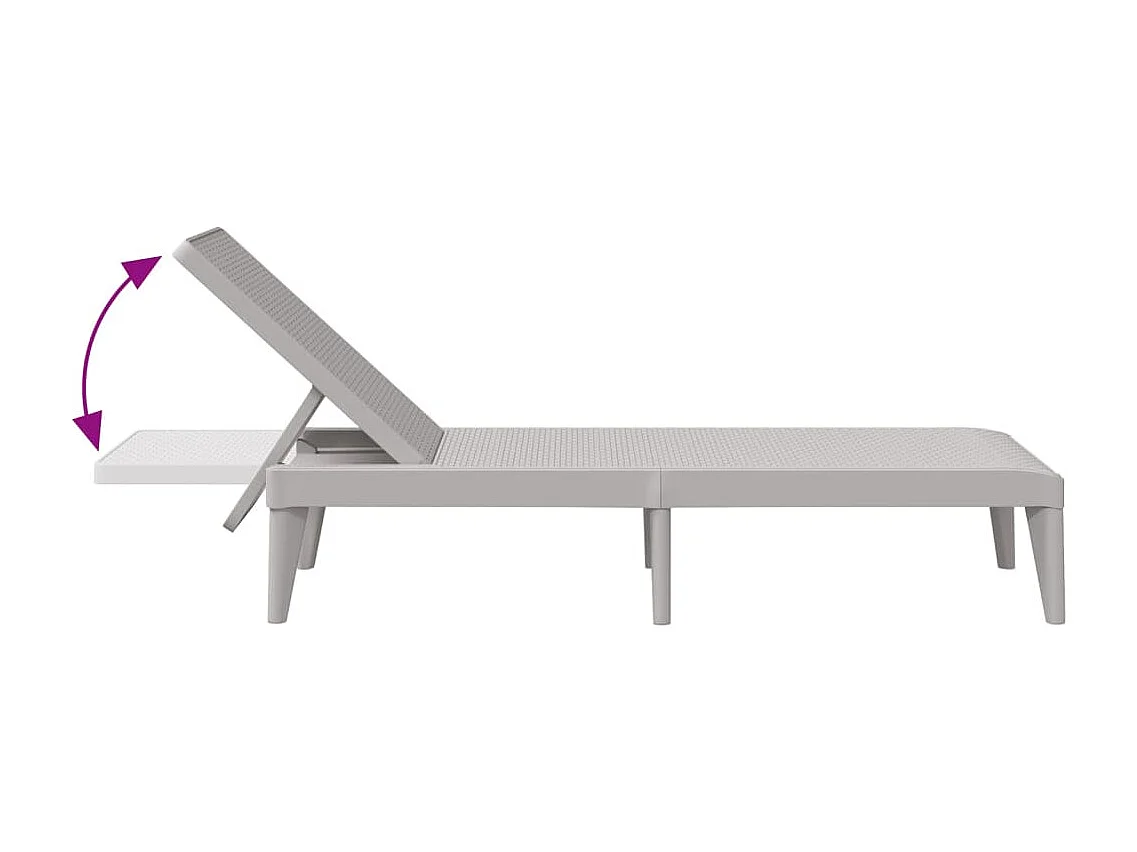 Ligbed 186x60x29 cm polypropeen grijs