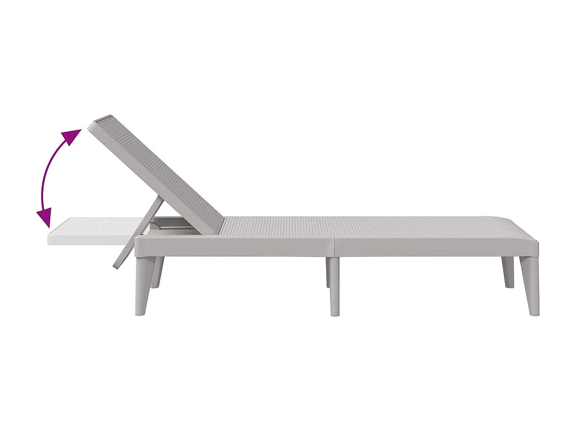 Ligbed 186x60x29 cm polypropeen grijs